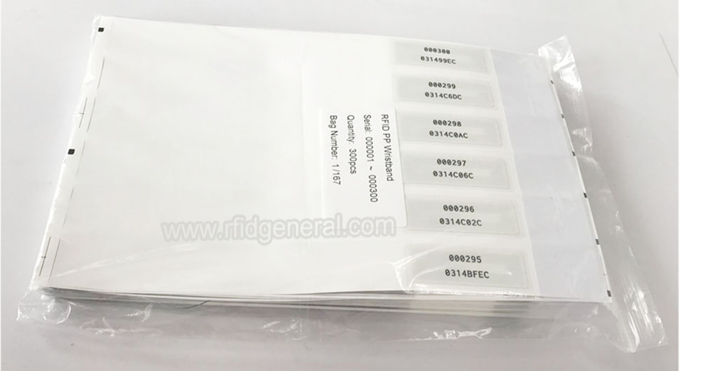 RFID PP Wristband Pack on sheet in Poly bag 2
