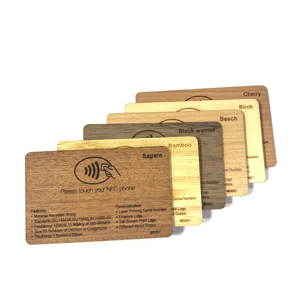 Bamboo Wooden Cards 125Khz13.56Mhz Smart Cards for Hotel Management